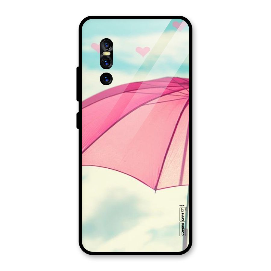 Cute Pink Umbrella Glass Back Case for Vivo V15 Pro