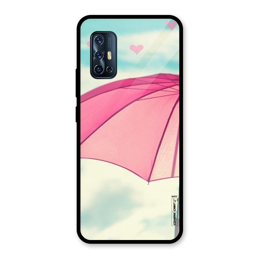 Cute Pink Umbrella Glass Back Case for Vivo V17