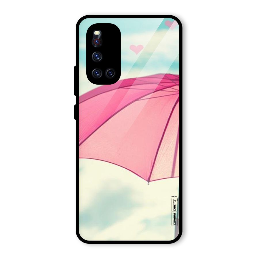 Cute Pink Umbrella Glass Back Case for Vivo V19