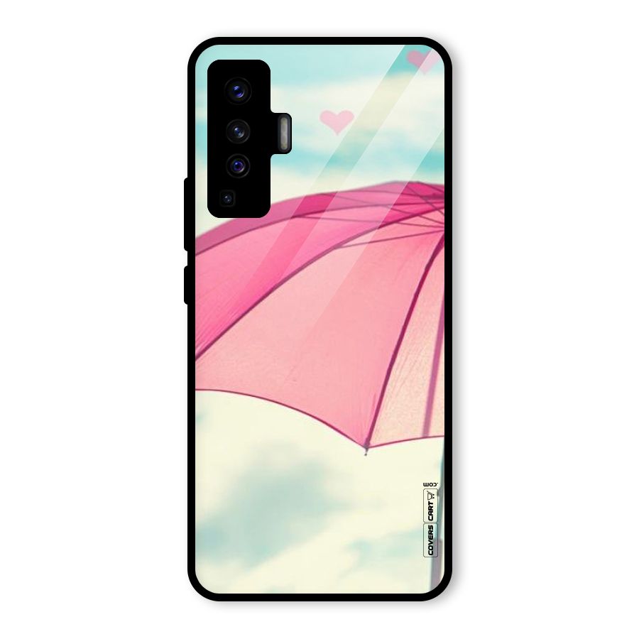 Cute Pink Umbrella Glass Back Case for Vivo X50