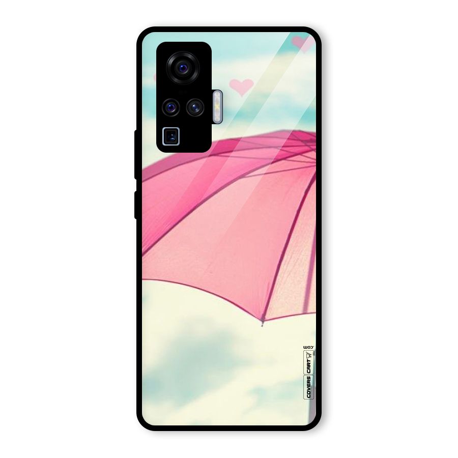 Cute Pink Umbrella Glass Back Case for Vivo X50 Pro