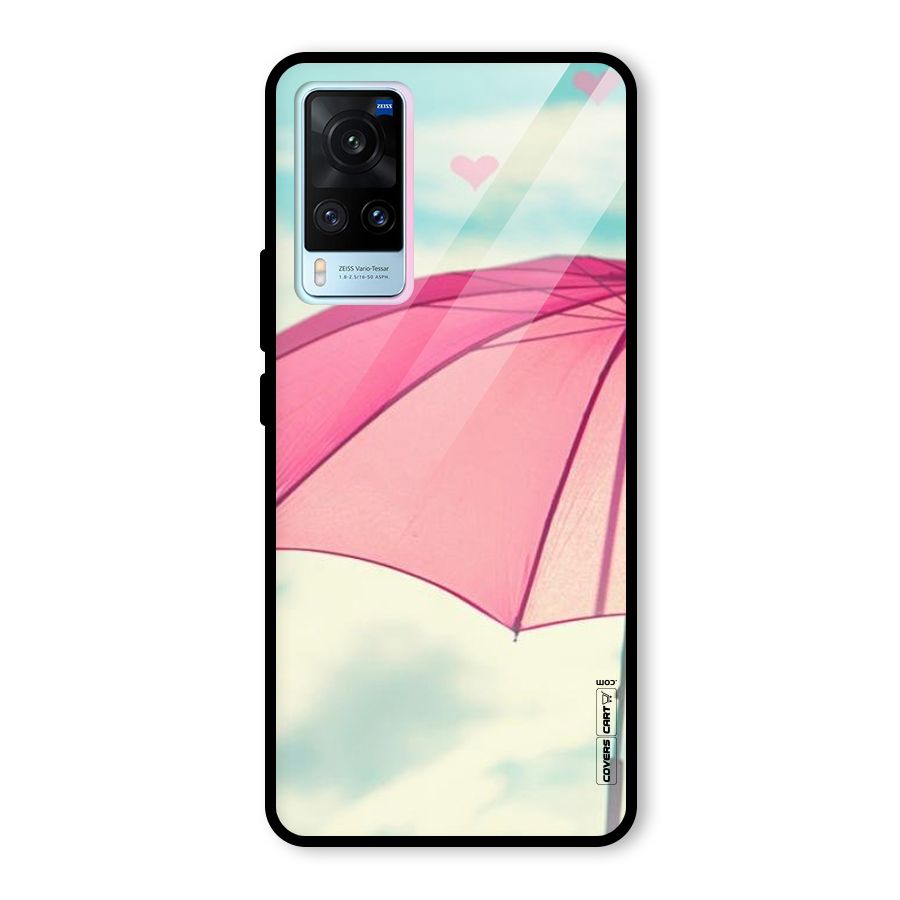 Cute Pink Umbrella Glass Back Case for Vivo X60