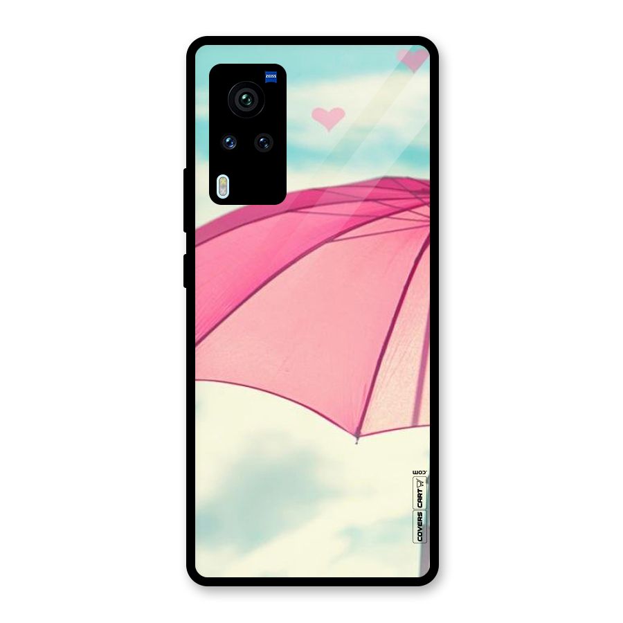 Cute Pink Umbrella Glass Back Case for Vivo X60 Pro