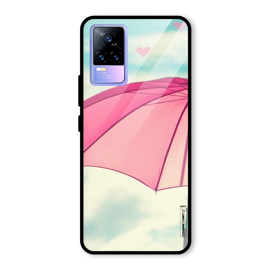 Cute Pink Umbrella Glass Back Case for Vivo Y73