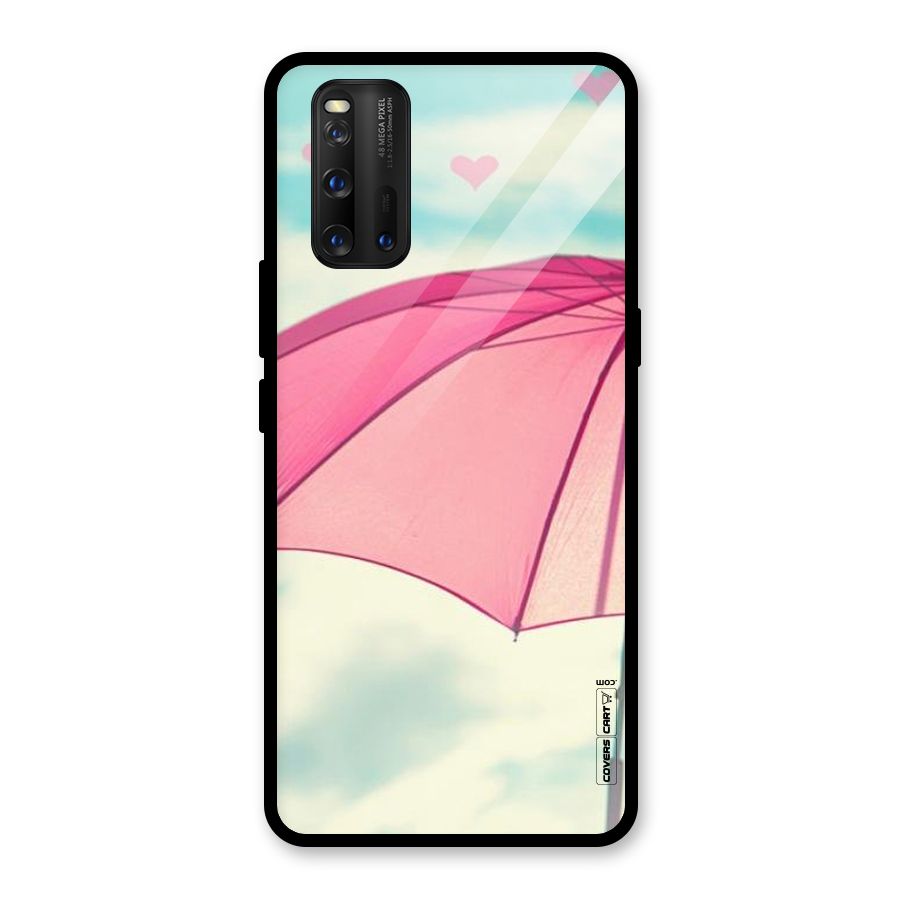 Cute Pink Umbrella Glass Back Case for Vivo iQOO 3