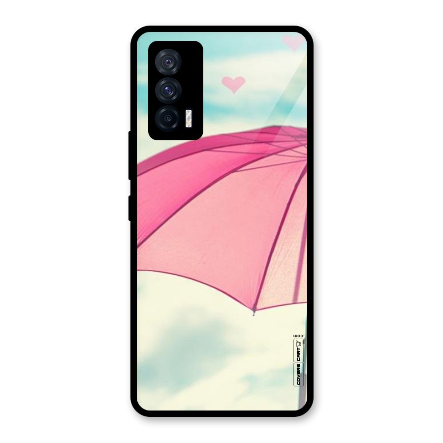 Cute Pink Umbrella Glass Back Case for Vivo iQOO 7 5G