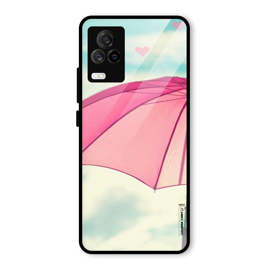 Cute Pink Umbrella Glass Back Case for Vivo iQOO 7 Legend 5G