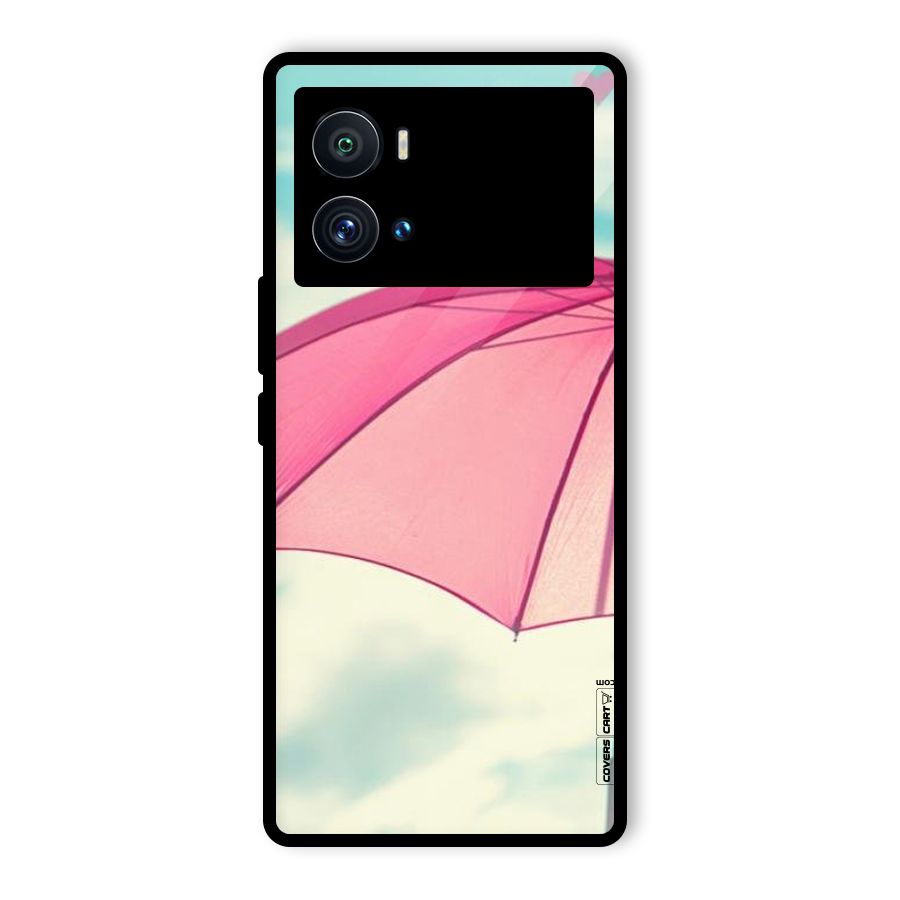 Cute Pink Umbrella Glass Back Case for Vivo iQOO 9 Pro