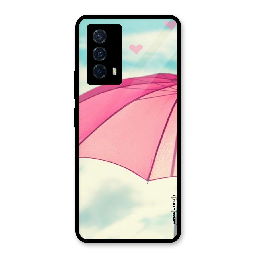 Cute Pink Umbrella Glass Back Case for Vivo iQOO Z5