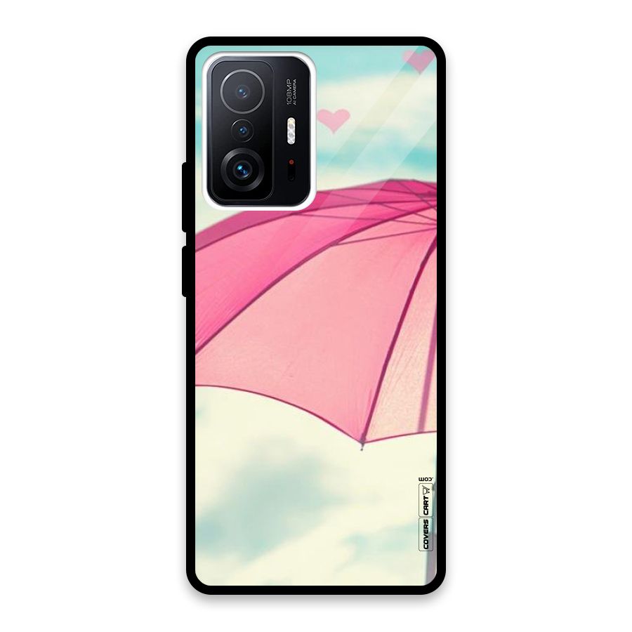 Cute Pink Umbrella Glass Back Case for Xiaomi 11T Pro