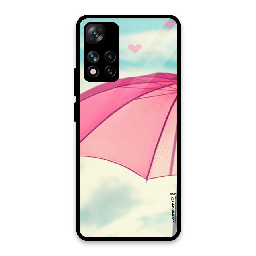 Cute Pink Umbrella Glass Back Case for Xiaomi 11i HyperCharge 5G