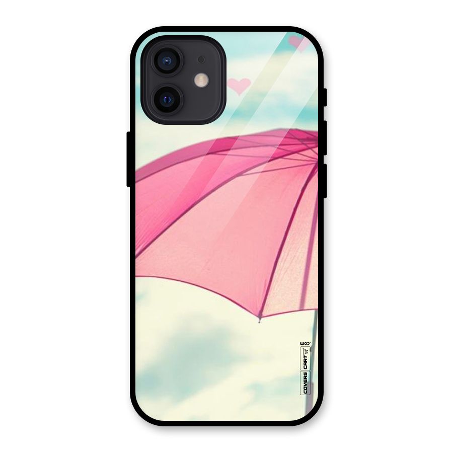 Cute Pink Umbrella Glass Back Case for iPhone 12