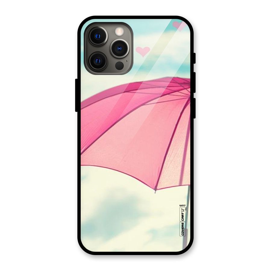 Cute Pink Umbrella Glass Back Case for iPhone 12 Pro Max