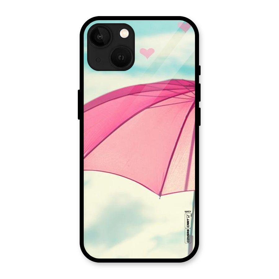 Cute Pink Umbrella Glass Back Case for iPhone 13