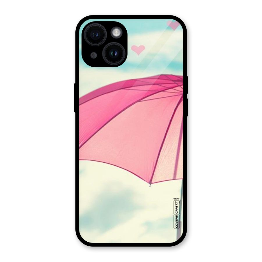 Cute Pink Umbrella Glass Back Case for iPhone 14