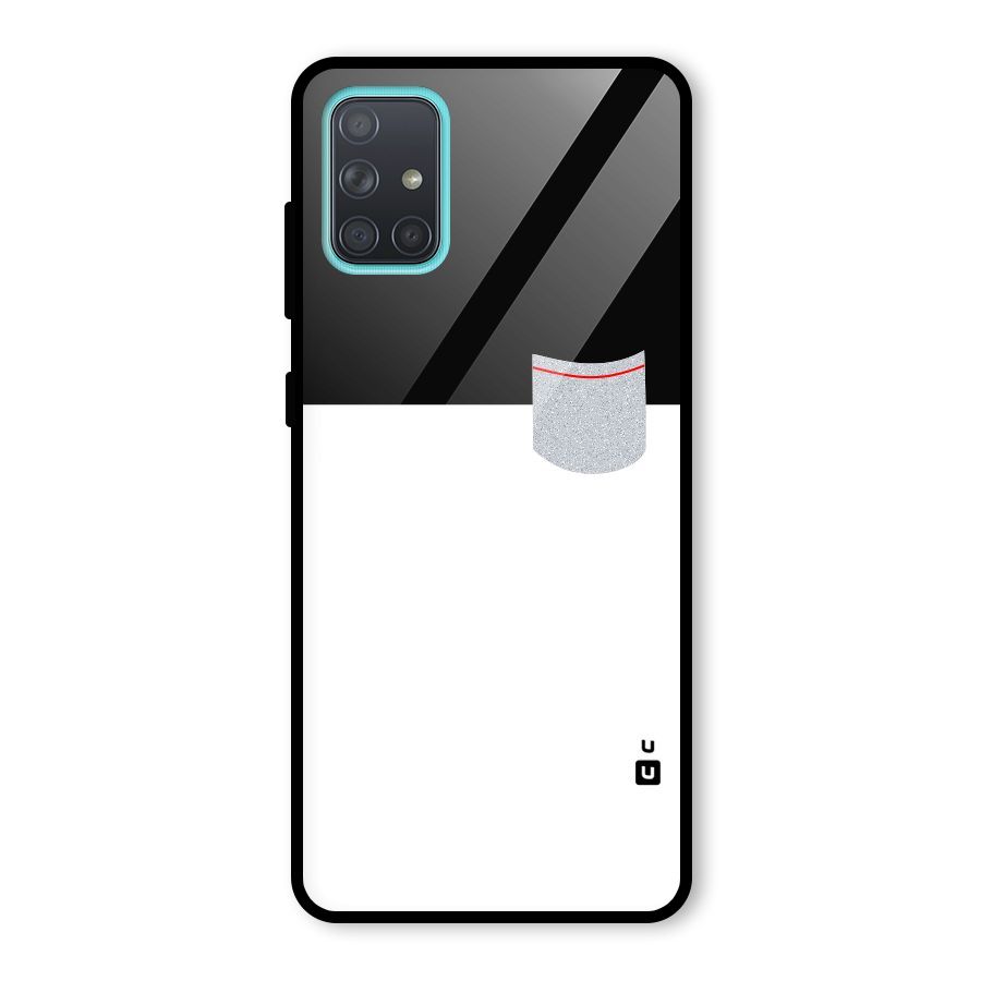 Cute Pocket Simple Glass Back Case for Galaxy A71