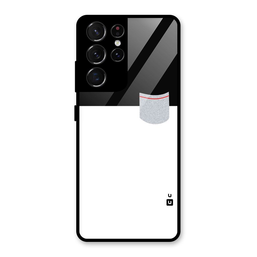 Cute Pocket Simple Glass Back Case for Galaxy S21 Ultra 5G