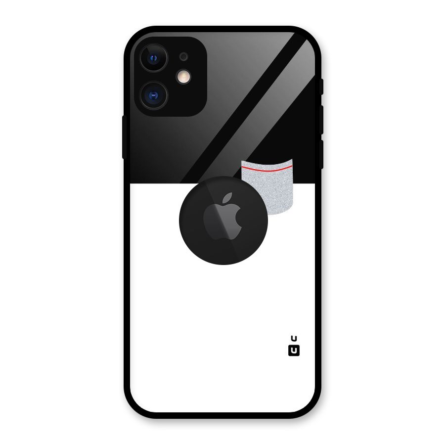 Cute Pocket Simple Glass Back Case for iPhone 11 Logo Cut