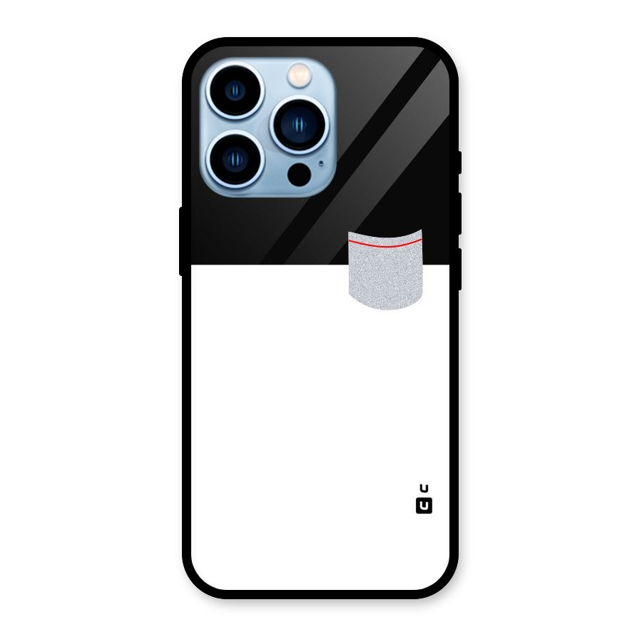 Cute Pocket Simple Glass Back Case for iPhone 13 Pro
