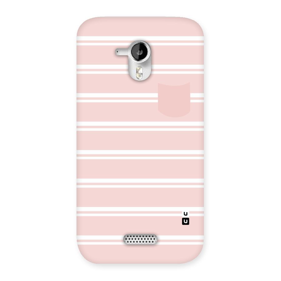 Cute Pocket Striped Back Case for Micromax Canvas HD A116