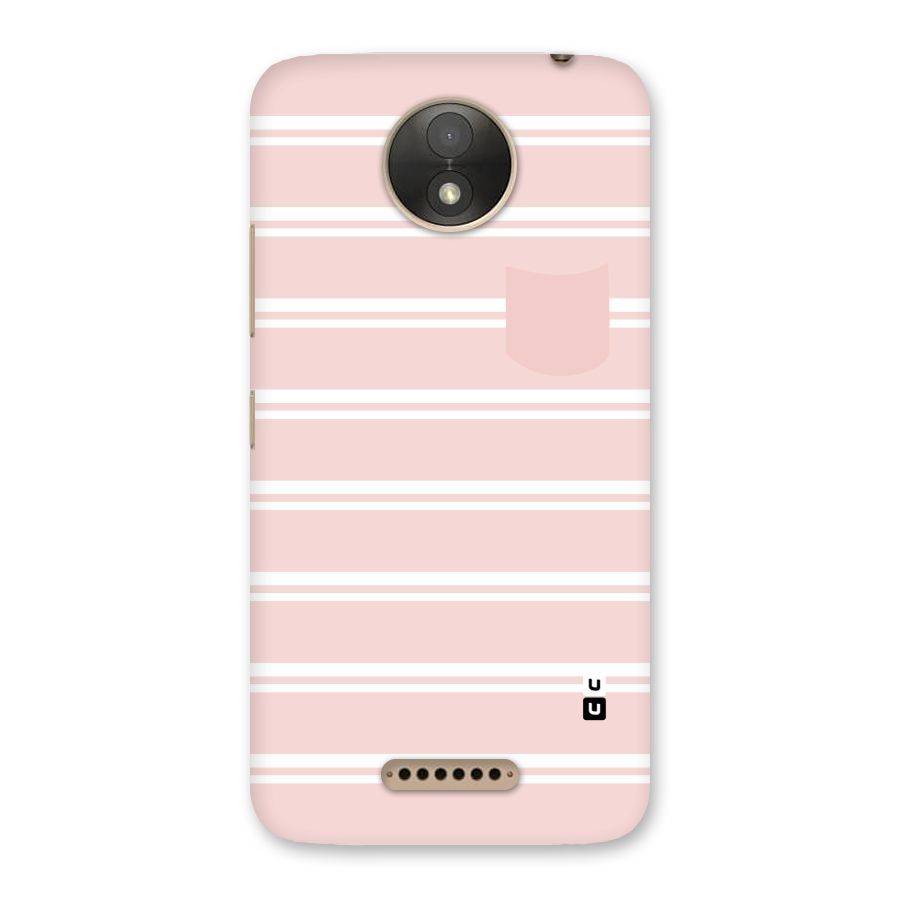 Cute Pocket Striped Back Case for Moto C Plus
