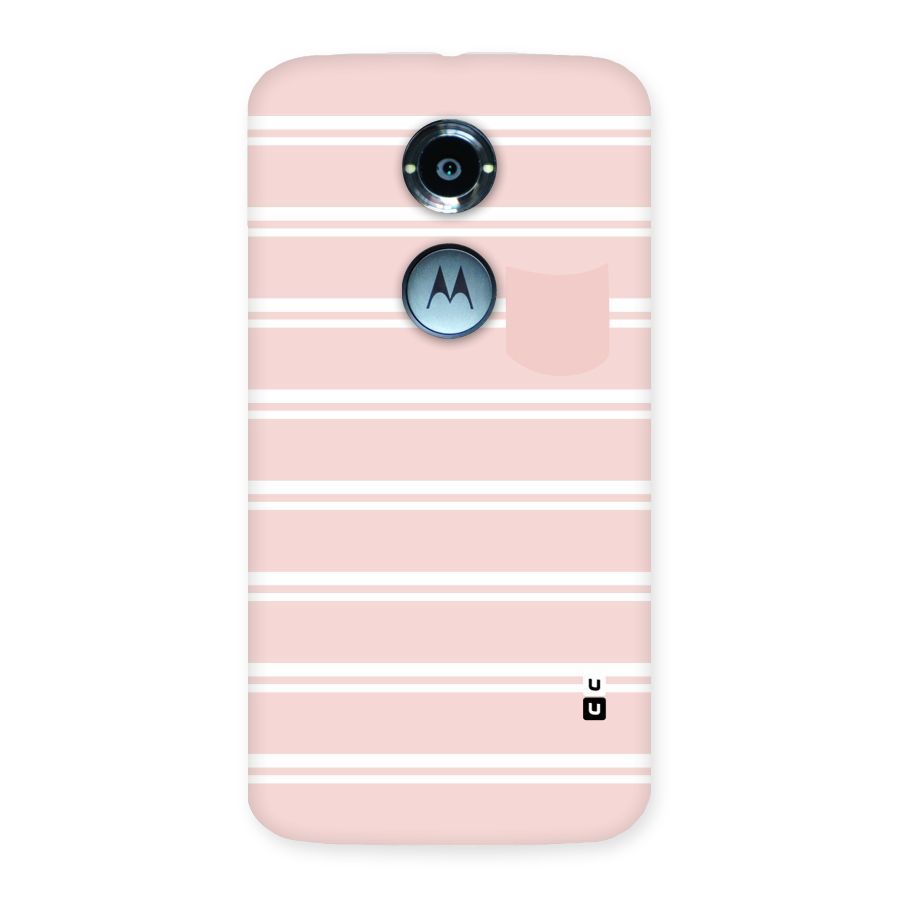 Cute Pocket Striped Back Case for Moto X 2nd Gen