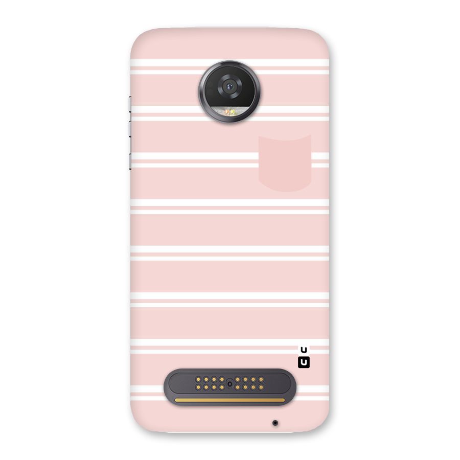 Cute Pocket Striped Back Case for Moto Z2 Play