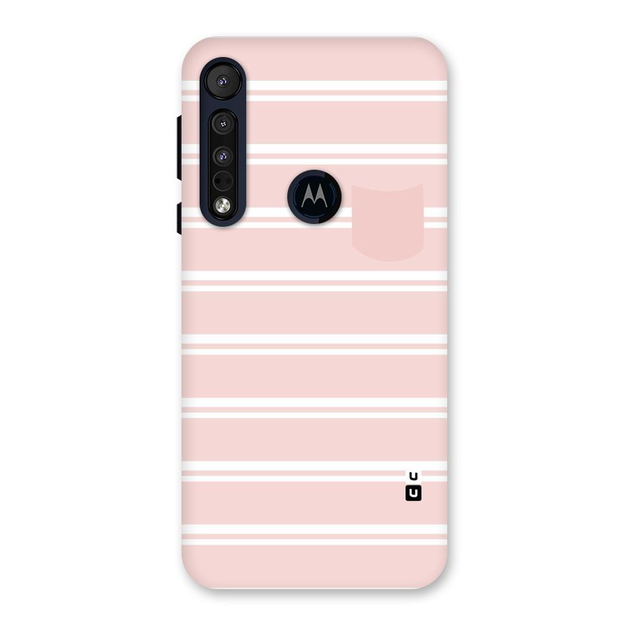 Cute Pocket Striped Back Case for Motorola One Macro