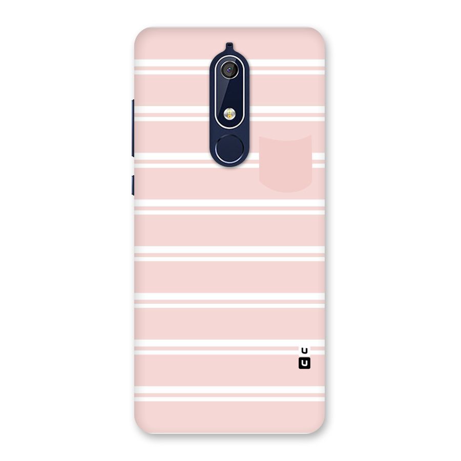 Cute Pocket Striped Back Case for Nokia 5.1
