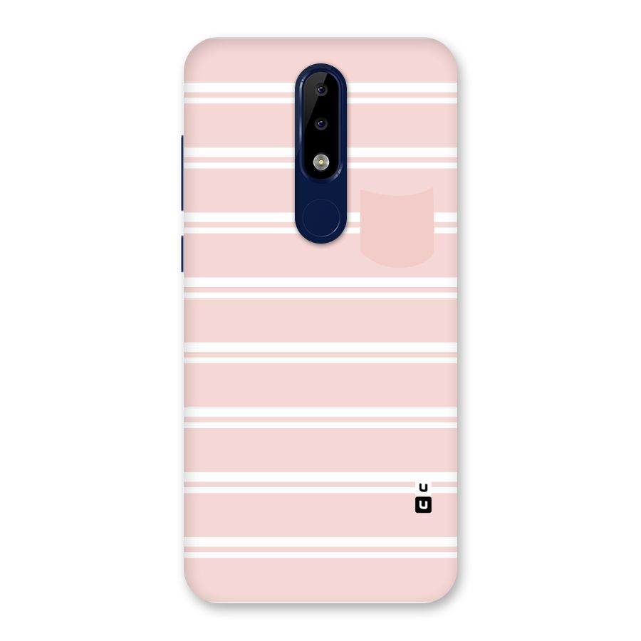 Cute Pocket Striped Back Case for Nokia 5.1 Plus
