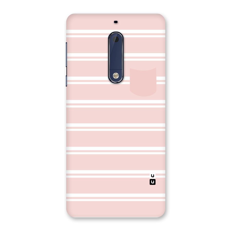 Cute Pocket Striped Back Case for Nokia 5