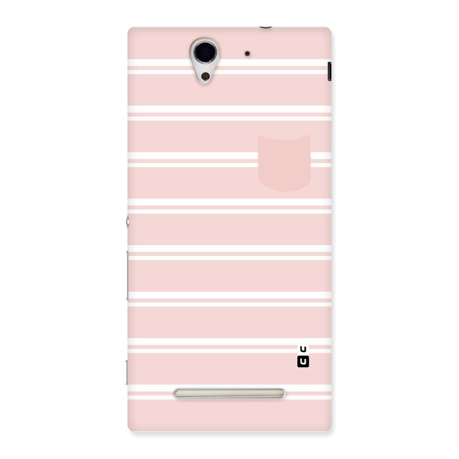 Cute Pocket Striped Back Case for Sony Xperia C3
