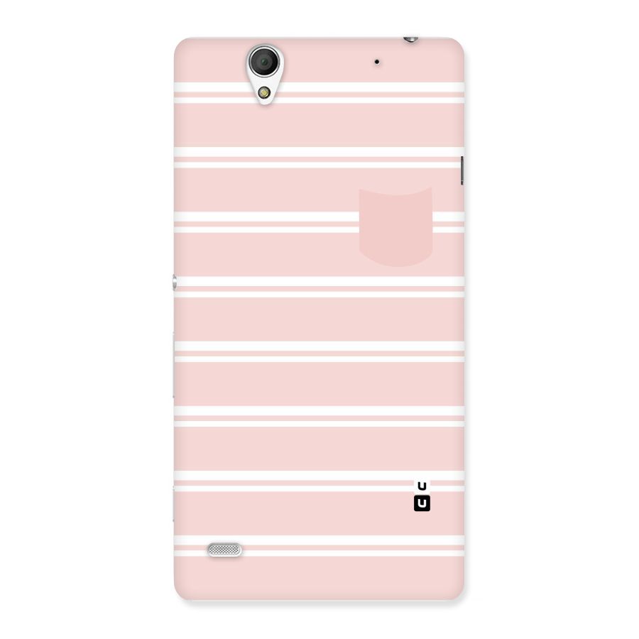 Cute Pocket Striped Back Case for Sony Xperia C4