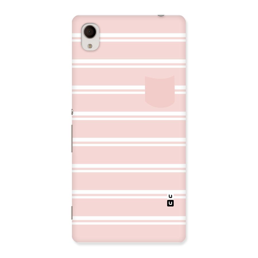 Cute Pocket Striped Back Case for Sony Xperia M4