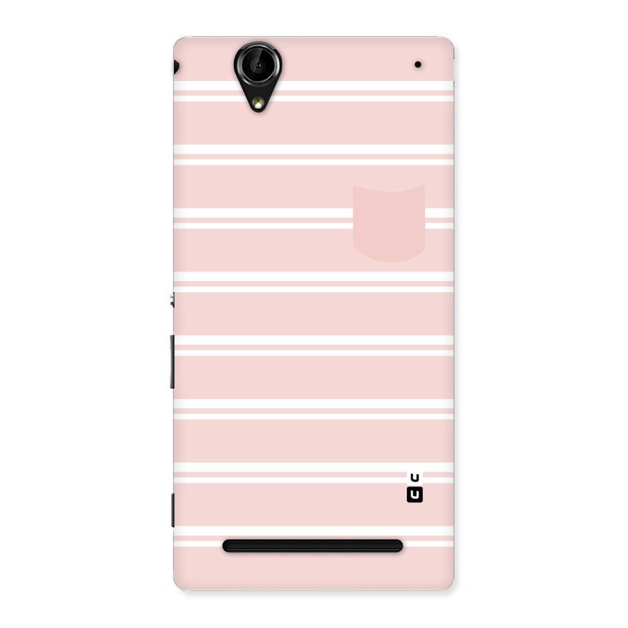 Cute Pocket Striped Back Case for Sony Xperia T2