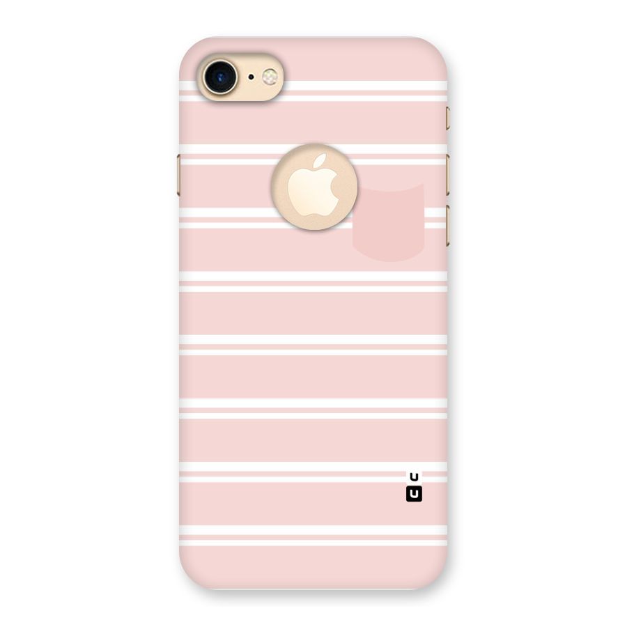 Cute Pocket Striped Back Case for iPhone 7 Logo Cut