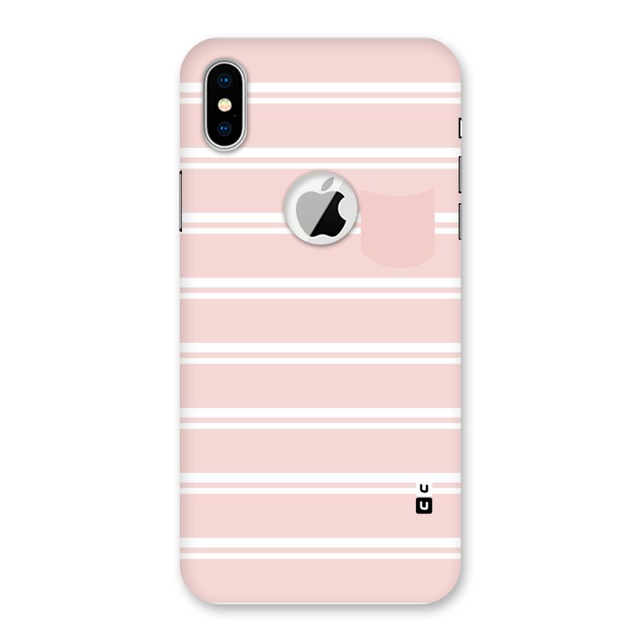 Cute Pocket Striped Back Case for iPhone X Logo Cut