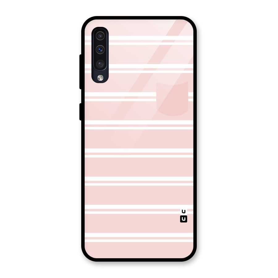 Cute Pocket Striped Glass Back Case for Galaxy A30s