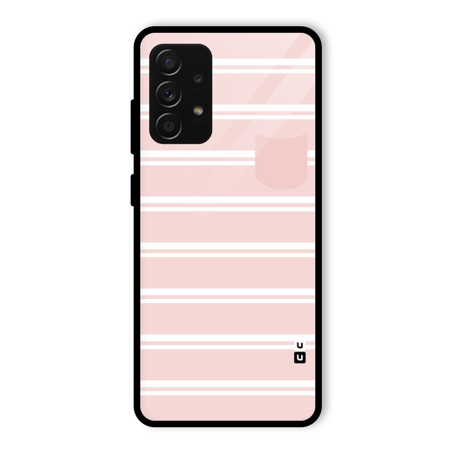 Cute Pocket Striped Glass Back Case for Galaxy A53 5G