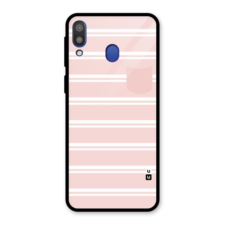 Cute Pocket Striped Glass Back Case for Galaxy M20