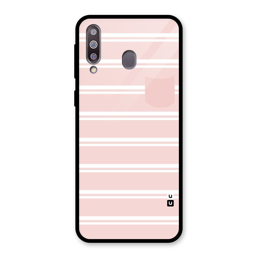 Cute Pocket Striped Glass Back Case for Galaxy M30