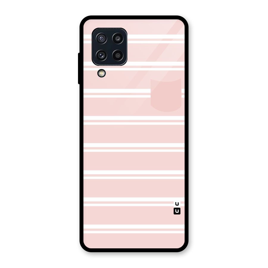 Cute Pocket Striped Glass Back Case for Galaxy M32