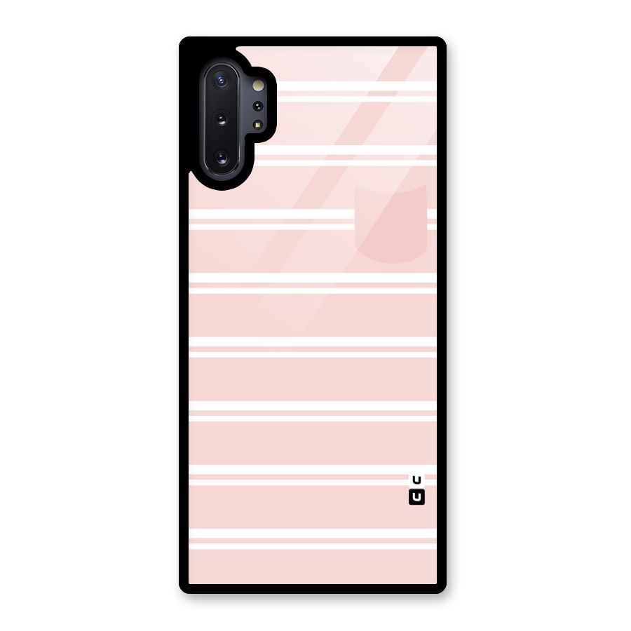 Cute Pocket Striped Glass Back Case for Galaxy Note 10 Plus