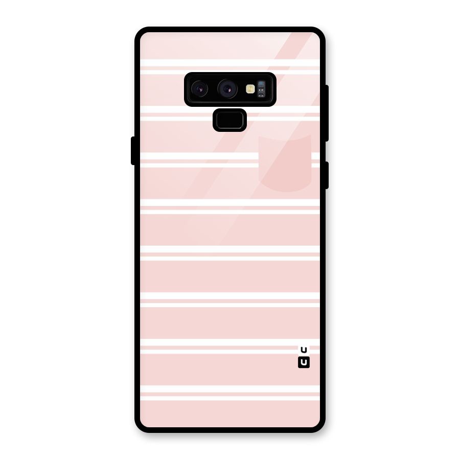 Cute Pocket Striped Glass Back Case for Galaxy Note 9