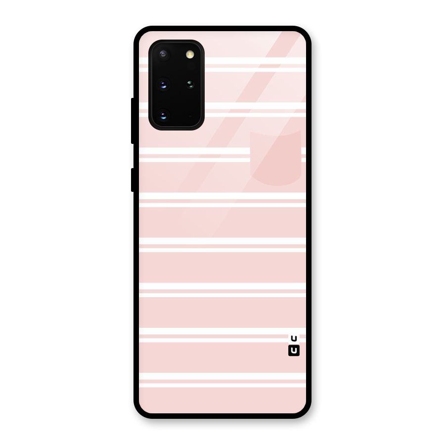 Cute Pocket Striped Glass Back Case for Galaxy S20 Plus