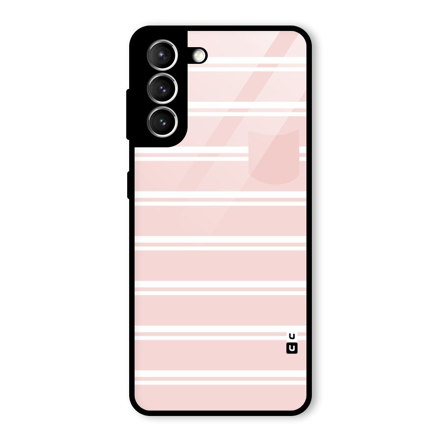 Cute Pocket Striped Glass Back Case for Galaxy S21 5G
