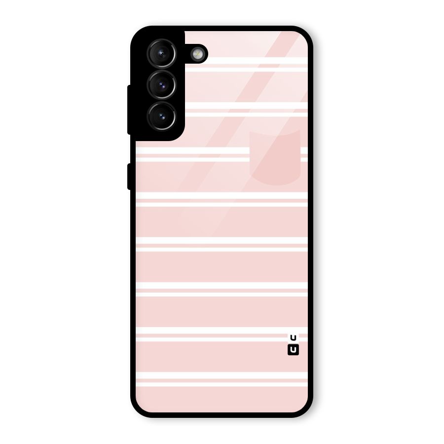 Cute Pocket Striped Glass Back Case for Galaxy S21 Plus