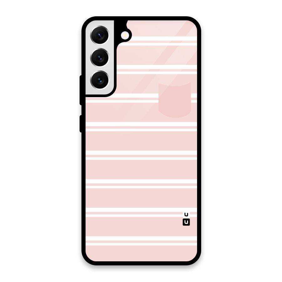 Cute Pocket Striped Glass Back Case for Galaxy S22 Plus 5G