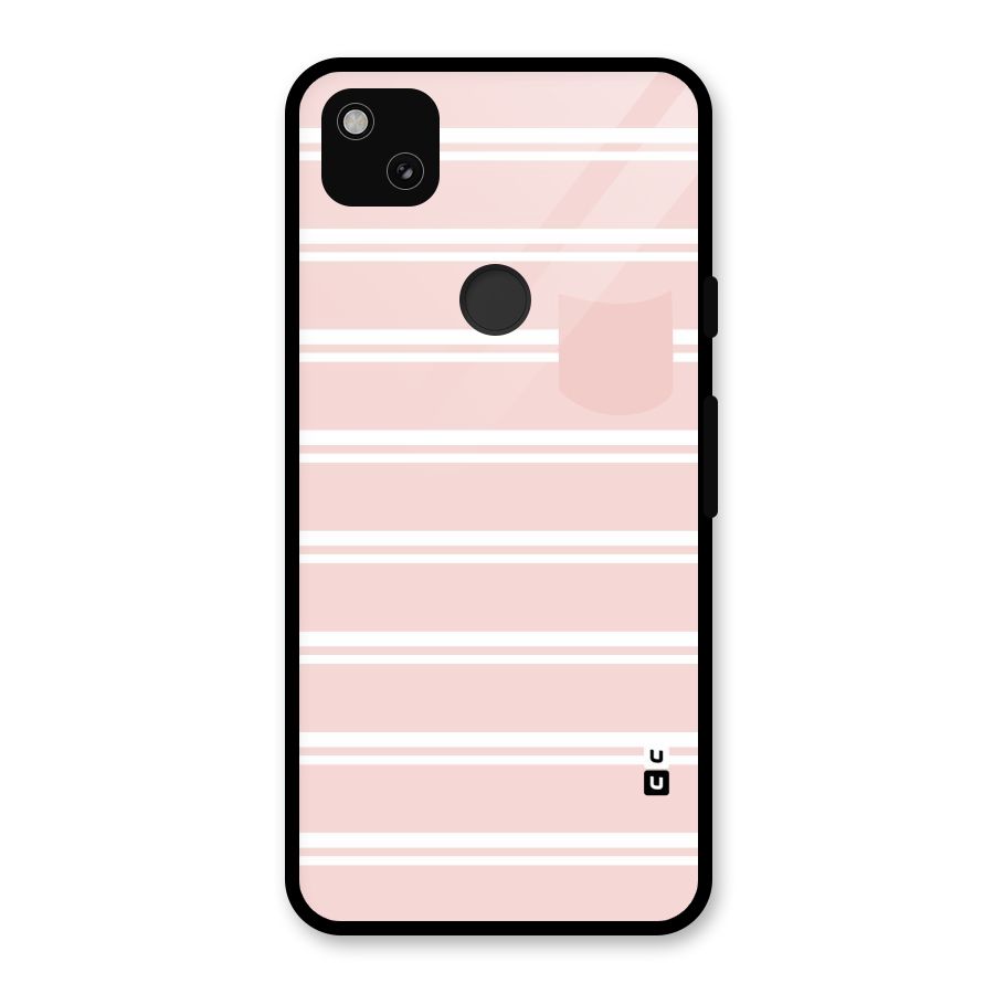 Cute Pocket Striped Glass Back Case for Google Pixel 4a
