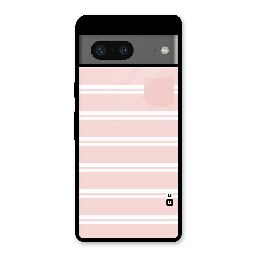 Cute Pocket Striped Glass Back Case for Google Pixel 7